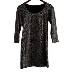 Marimekko Polka Dot 3/4 Sleeve Mini Dress Black & Tan Small